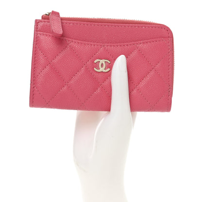 Chanel Caviar Quilted CC Zip Around Card Holder Pink 2 of 7