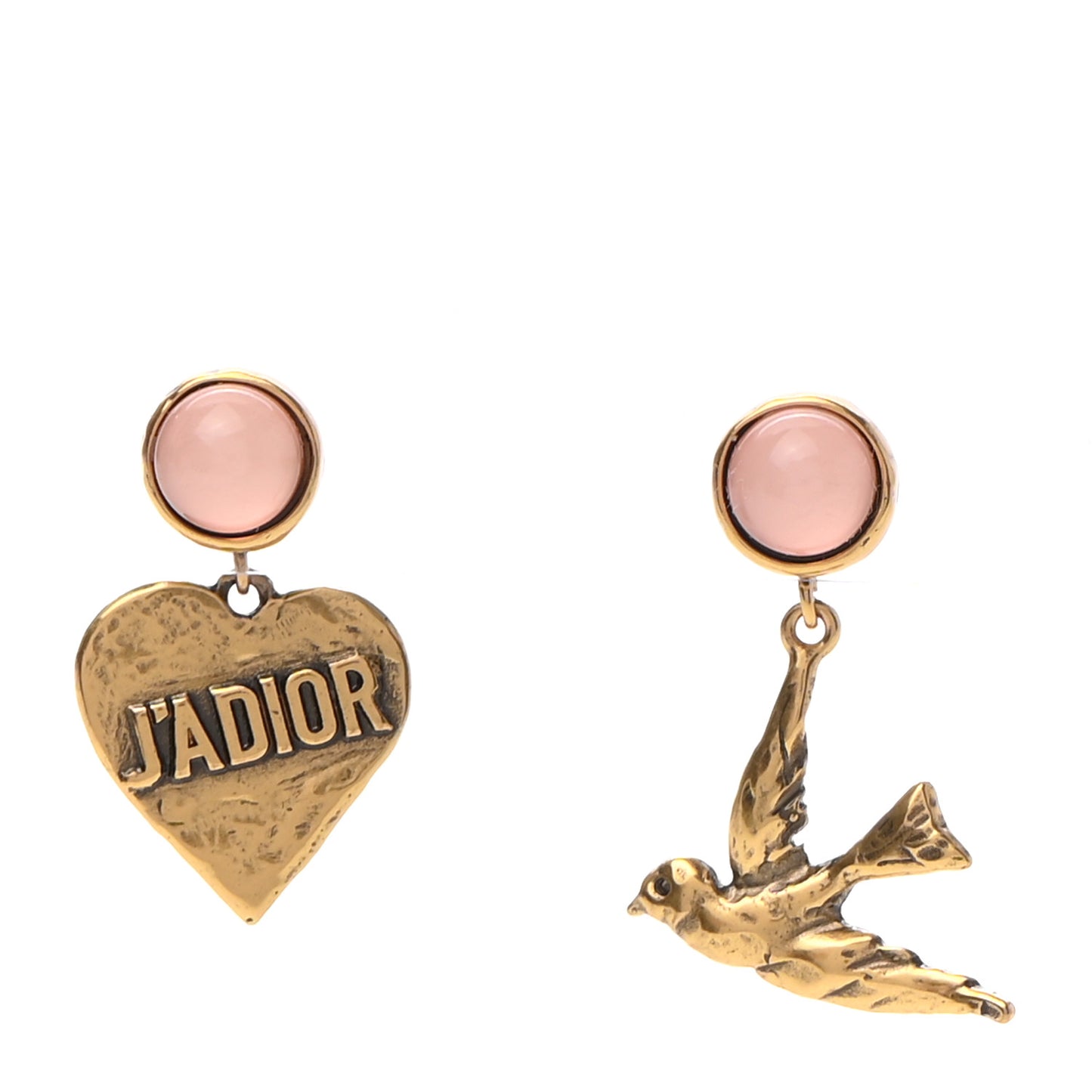 Metal Resin Le Printemps de Dior Earrings Aged Gold Pink