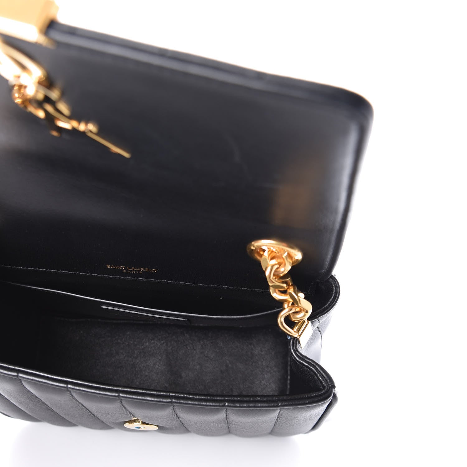 Saint Laurent Lambskin Matelasse Monogram Medium Vicky Chain Bag Black 5 of 8