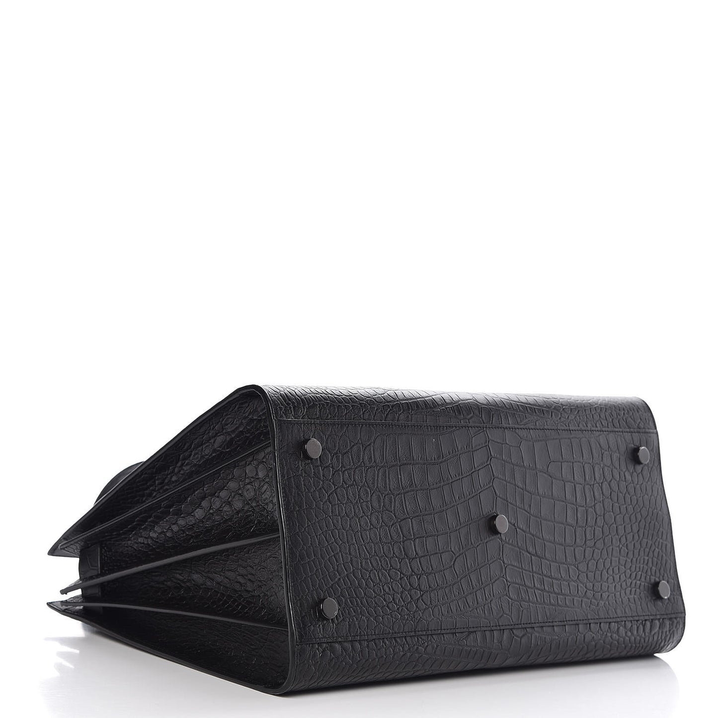 Calfskin Crocodile Embossed Large Sac De Jour Carryall Black