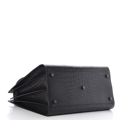 Saint Laurent Calfskin Crocodile Embossed Large Sac De Jour Carryall Black 4 of 8