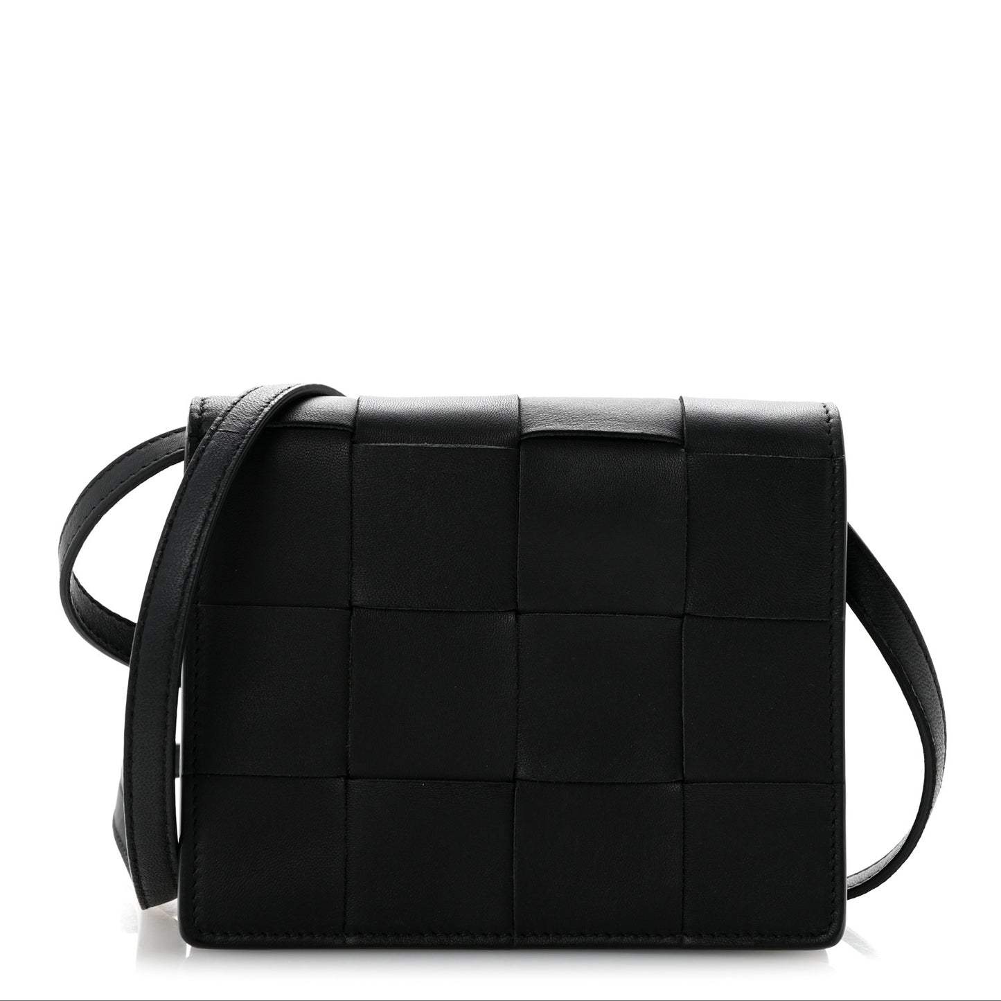 Lambskin Maxi Intrecciato Mini Cassette Crossbody Bag Black