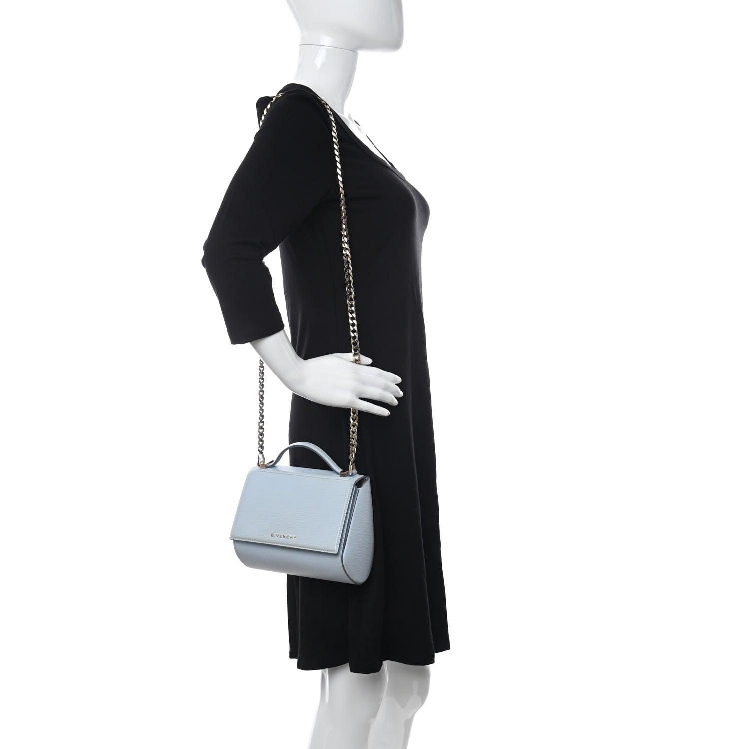 Givenchy Textured Calfskin Mini Pandora Box Chain Crossbody Bag Pale Blue 2 of 12