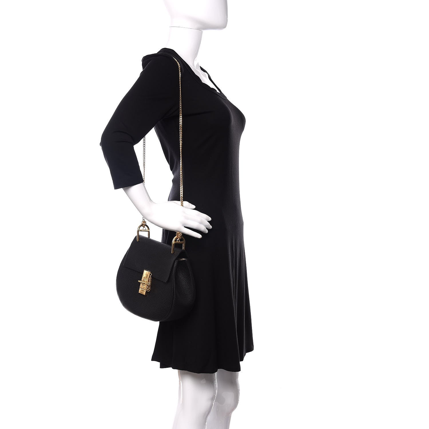 Chloe Grained Lambskin Drew Shoulder Bag Black 2 of 10