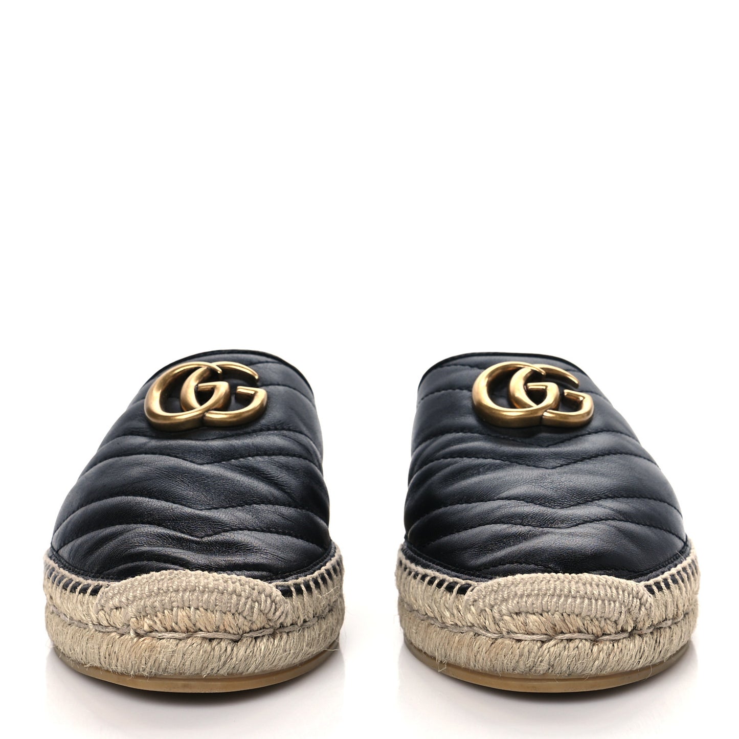 Nappa Matelasse GG Marmont Espadrille Slippers 38.5 Black