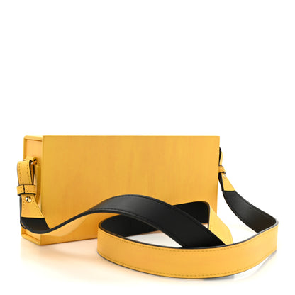 Fendi Vitello Fluffy Logo Horizontal Box Crossbody Bag Yellow Box Black 3 of 13