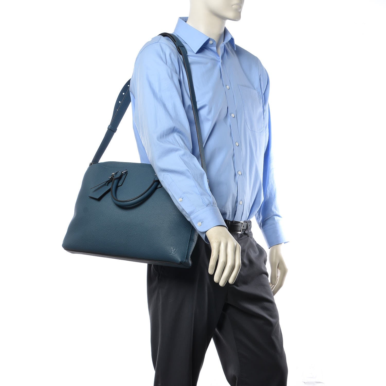 Louis Vuitton Taurillon Victor Briefcase Blue Gris 2 of 7