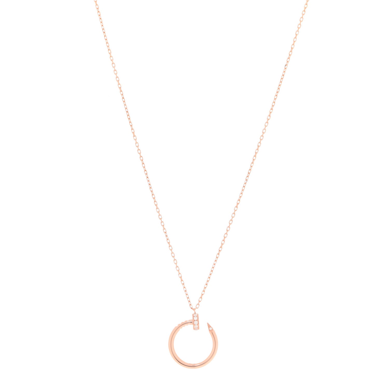 Cartier 18K Pink Gold Diamond Juste Un Clou Pendant Necklace 1 of 5