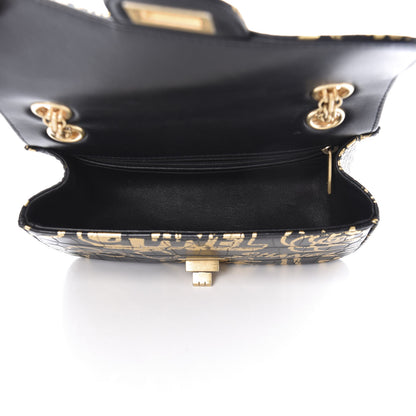 Chanel Calfskin Crocodile Embossed Graffiti 2.55 Mini Cocodile Reissue Flap Black Gold 5 of 10