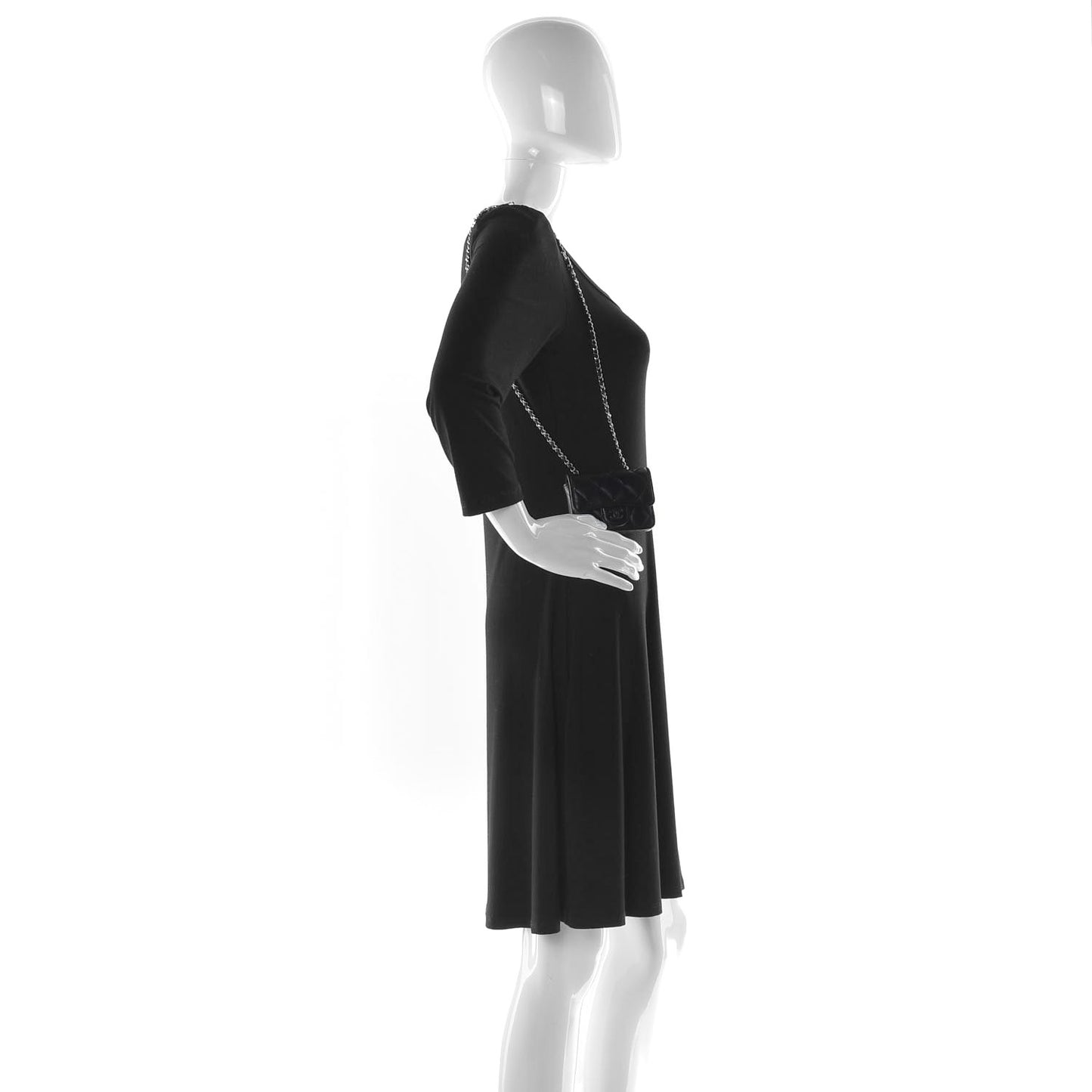 Lambskin Quilted Chain Belt Bag Black