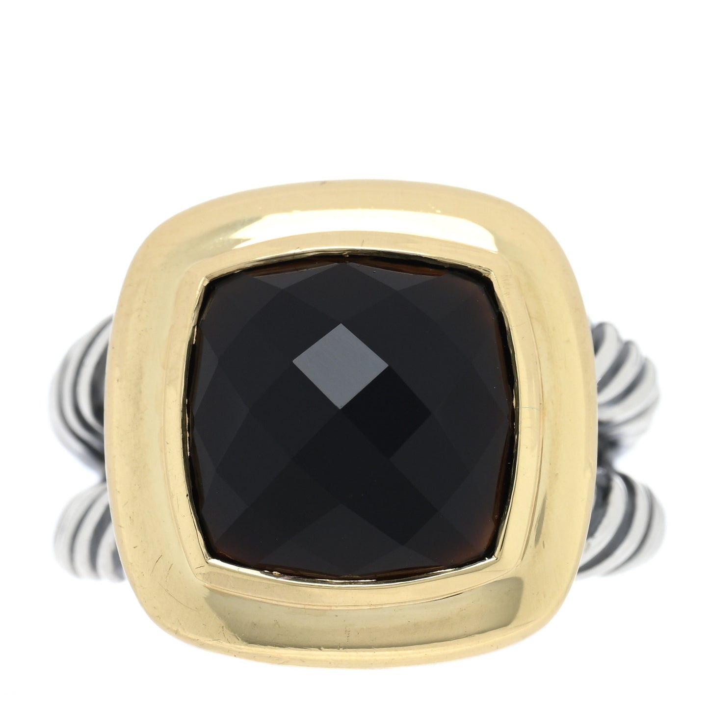 Sterling Silver 18K Yellow Gold Black Onyx 11mm Albion Ring 52 6