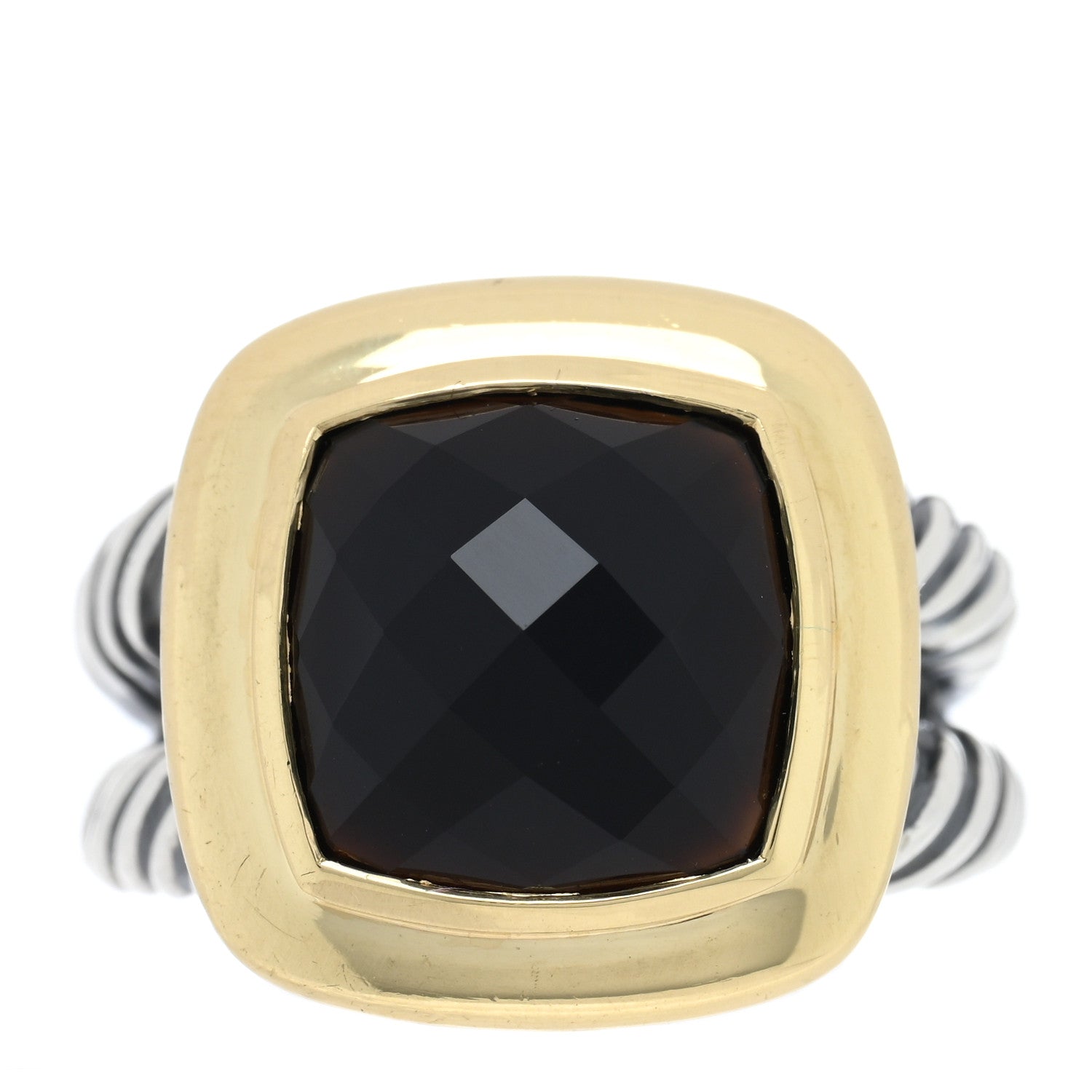 David Yurman Sterling Silver 18K Yellow Gold Black Onyx 11mm Albion Ring 52 6 1 of 4