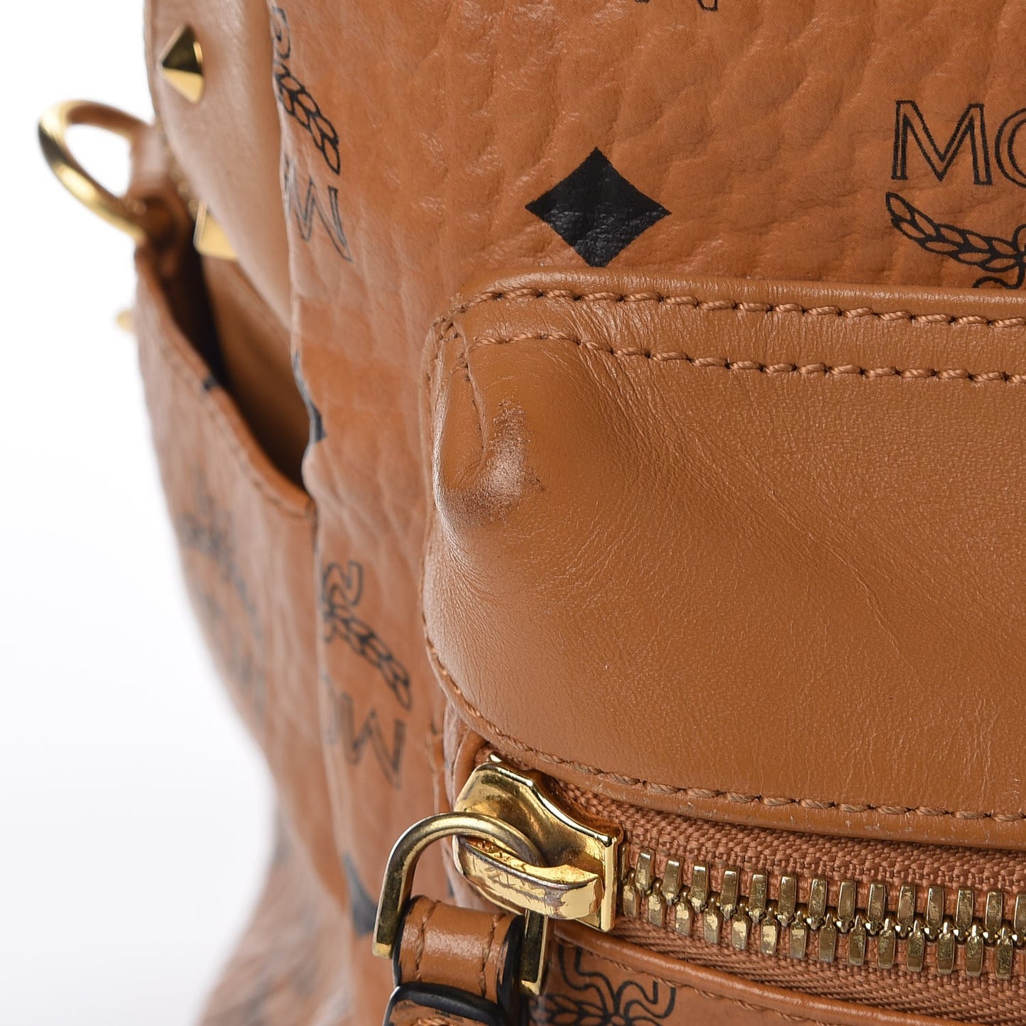 Visetos Studded Small Stark M Logo Collection Backpack Cognac