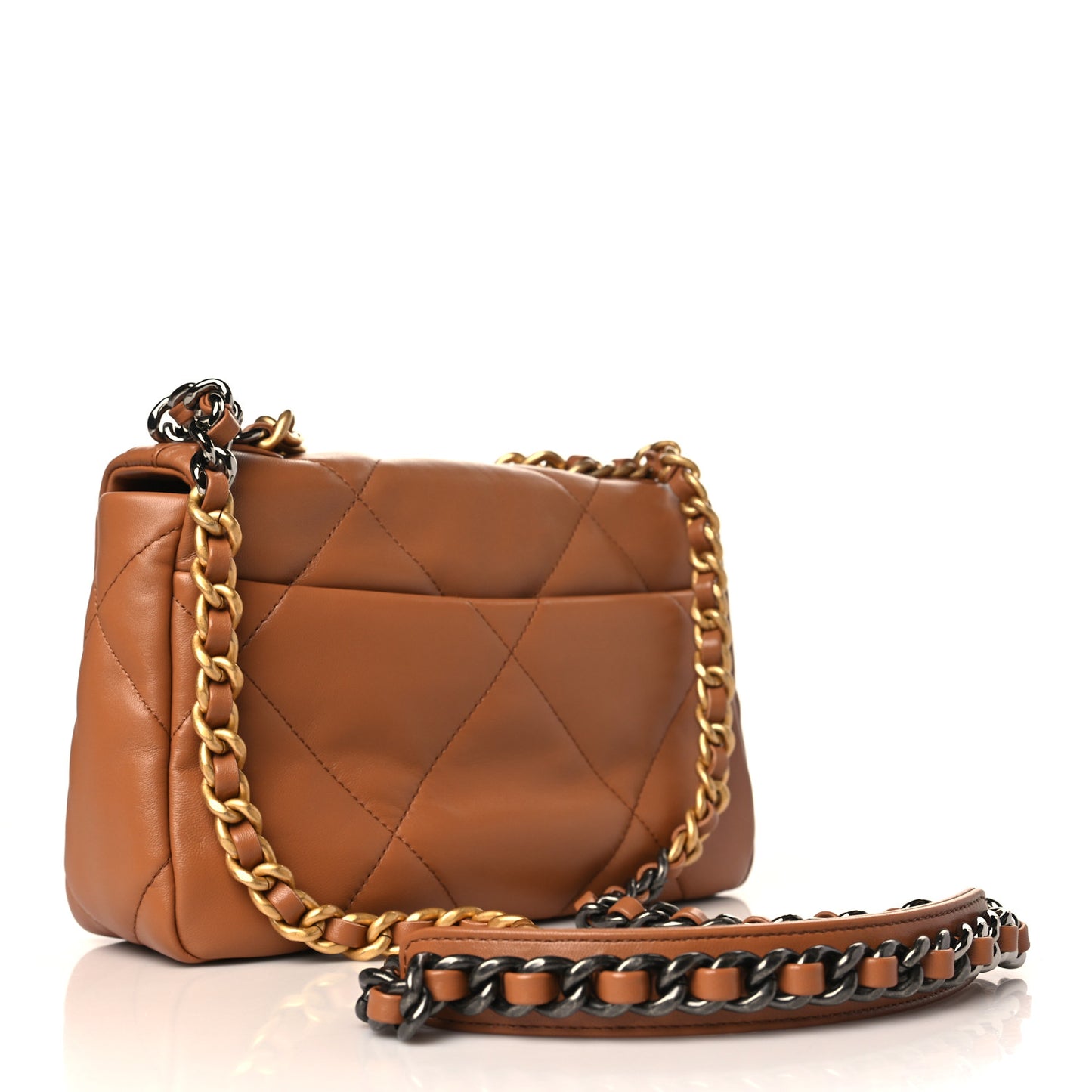 Lambskin Quilted Medium Chanel 19 Flap Brown