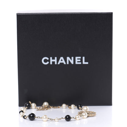 Chanel Pearl Bead Enamel CC Baroque Short Necklace Black Gold 5 of 5