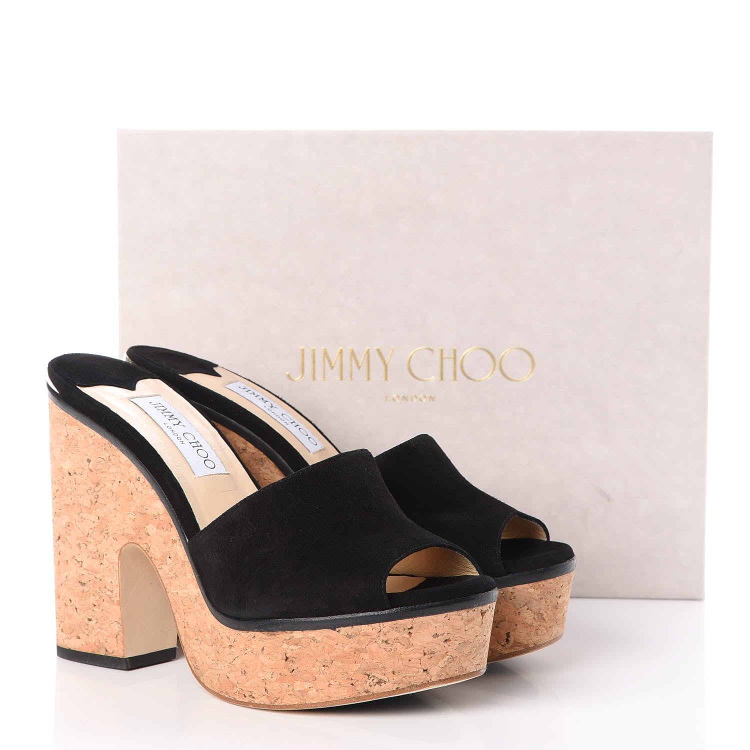 Jimmy Choo Suede Cork DeeDee Platform Sandals 39 Black 12 of 12