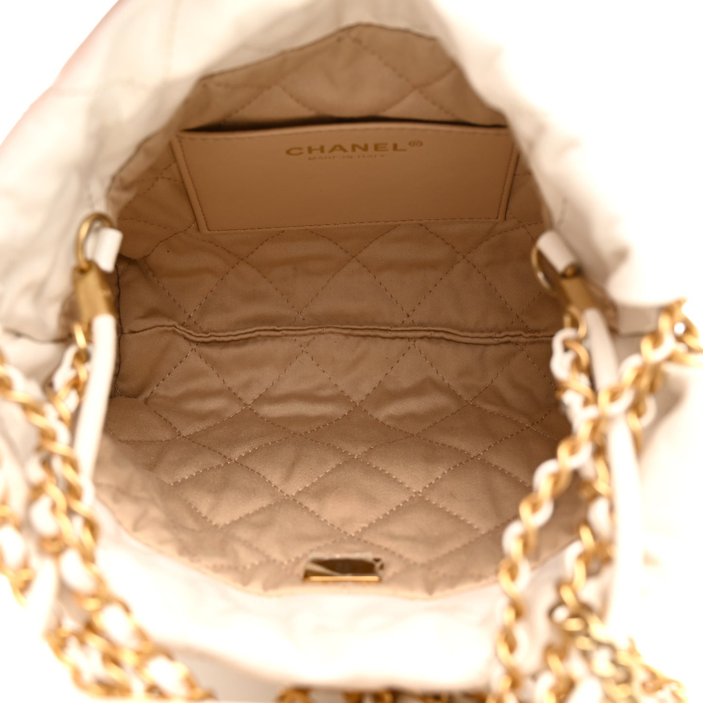 Shiny Calfskin Quilted Mini Chanel 22 White