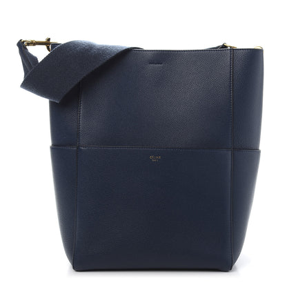 Celine Soft Grained Calfskin Sangle Bucket Bag Navy Blue 1 of 10