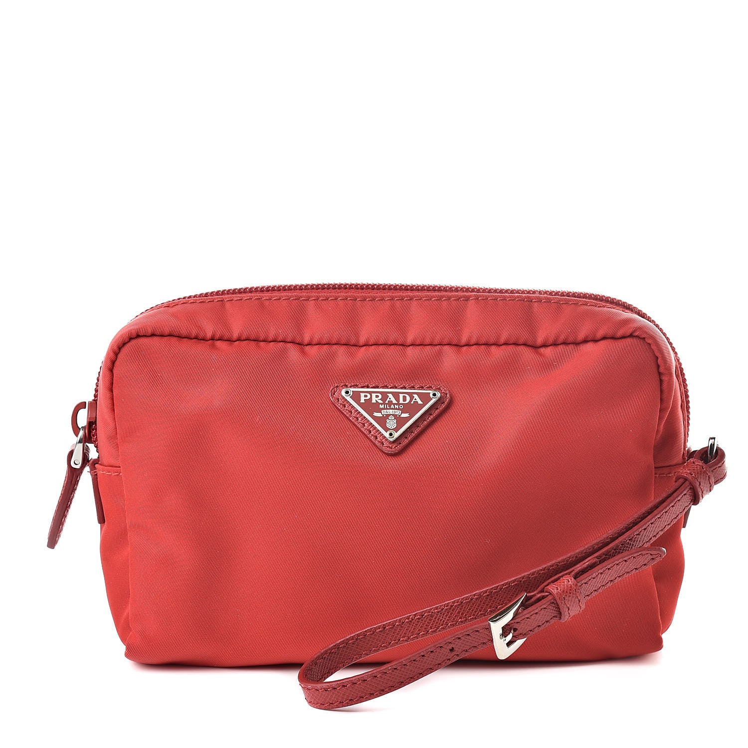 Prada Tessuto Nylon Saffiano Wristlet Rosso 1 of 7