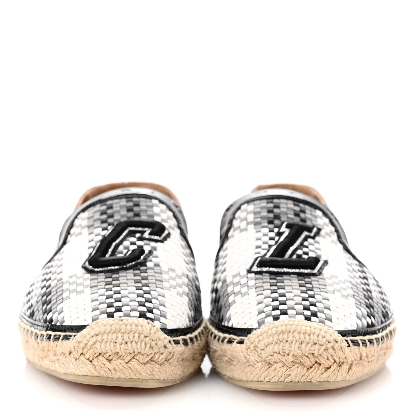 Patent Calfskin Reflective Tresse Nanou Ivy Orlato Espadrilles 39 White Black Grey
