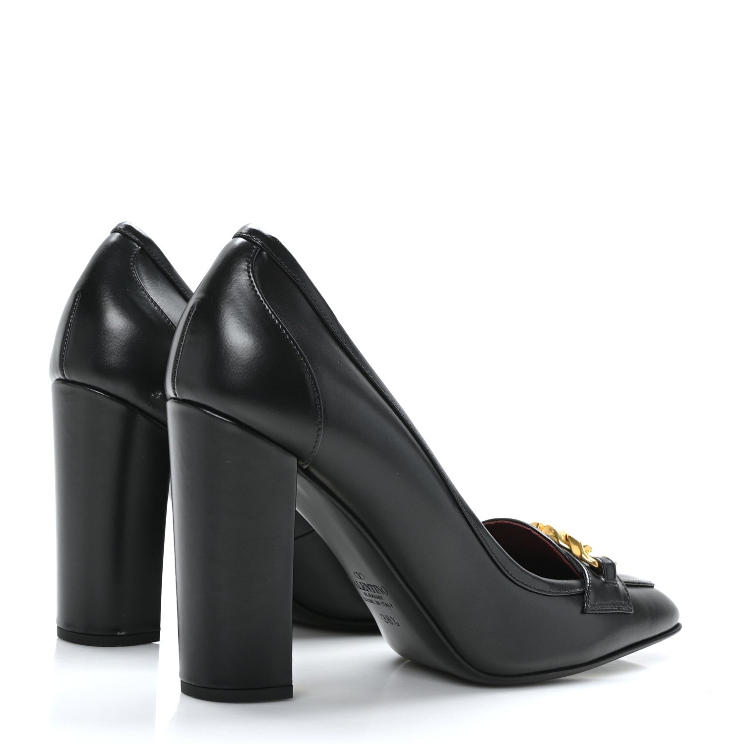 Valentino Garavani Calfskin VLogo Chain 95mm Loafer Pumps 38.5 Black 4 of 7
