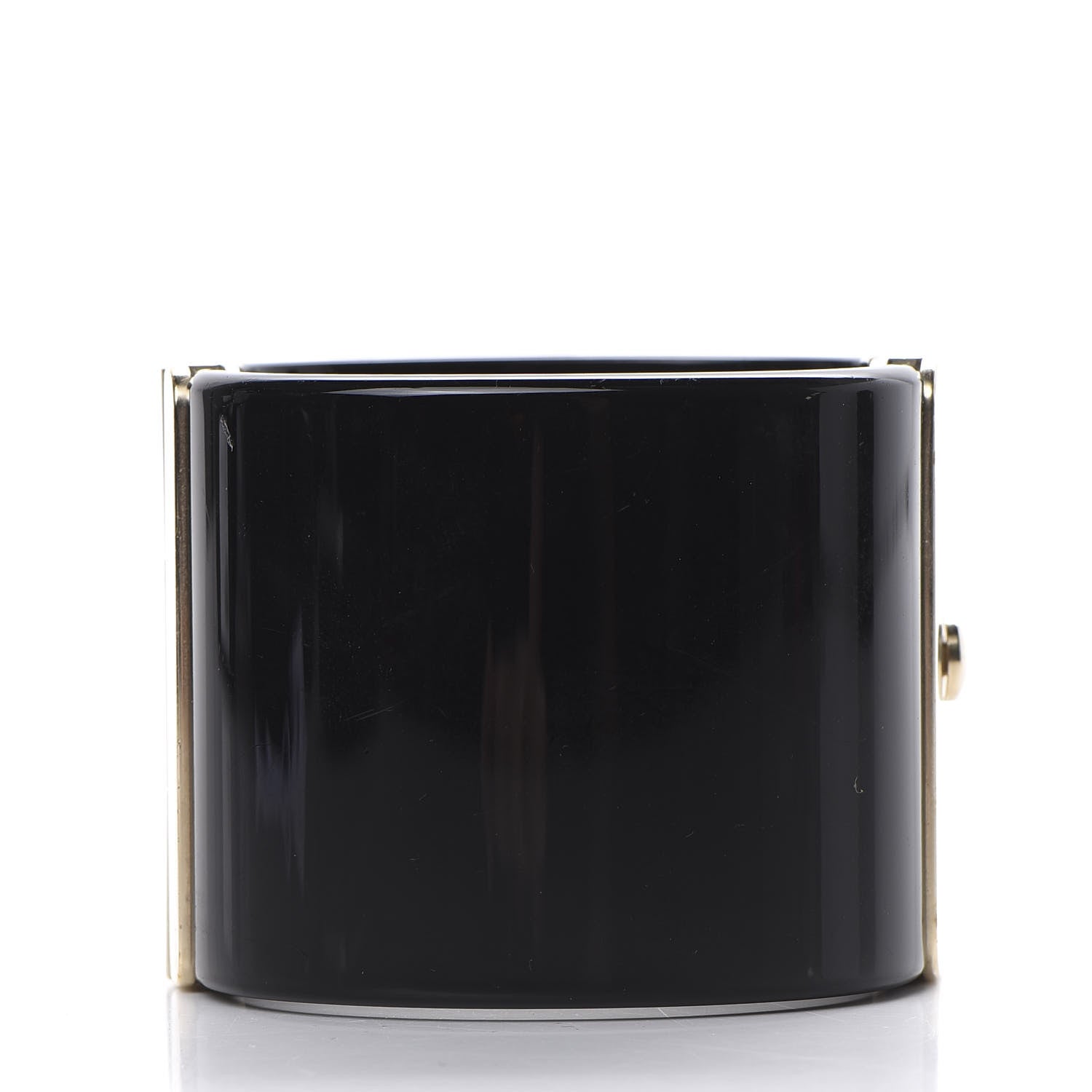 Chanel Resin Crystal Pearl CC Cuff Black 2 of 4