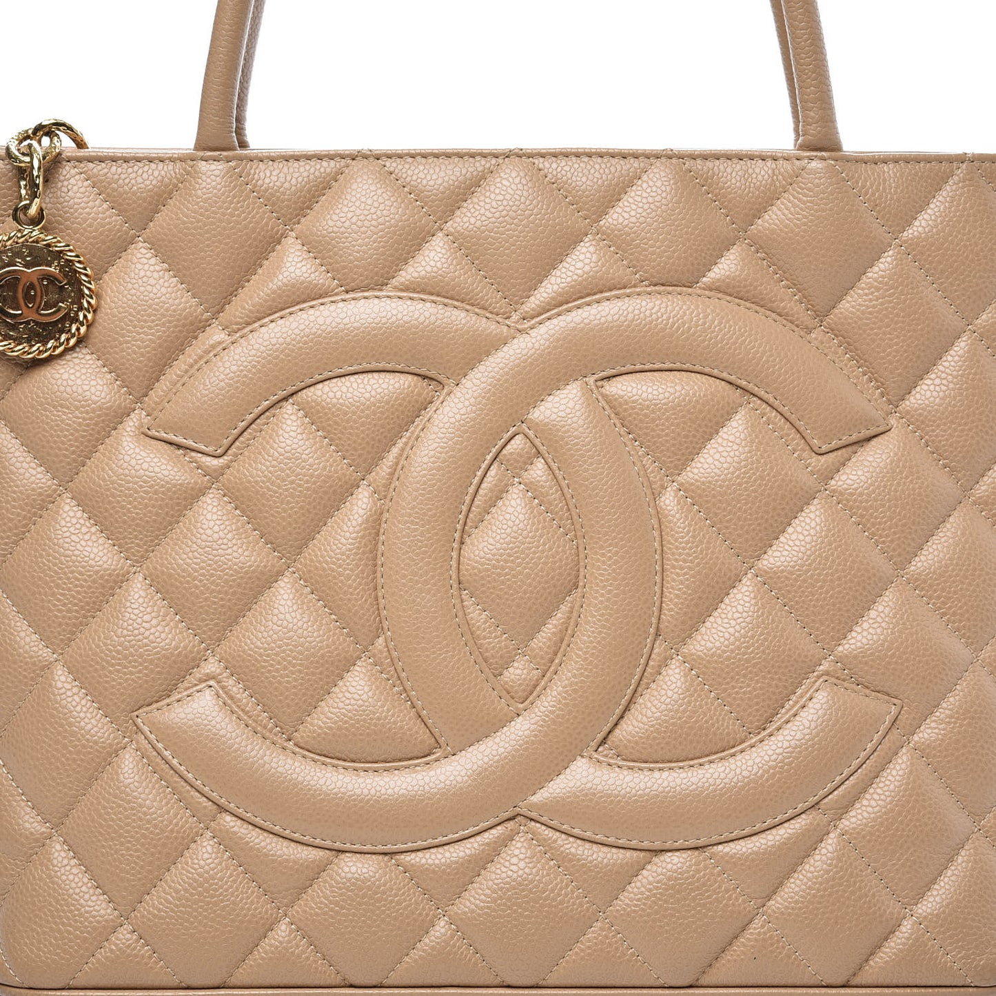 Caviar Quilted Medallion Tote Beige