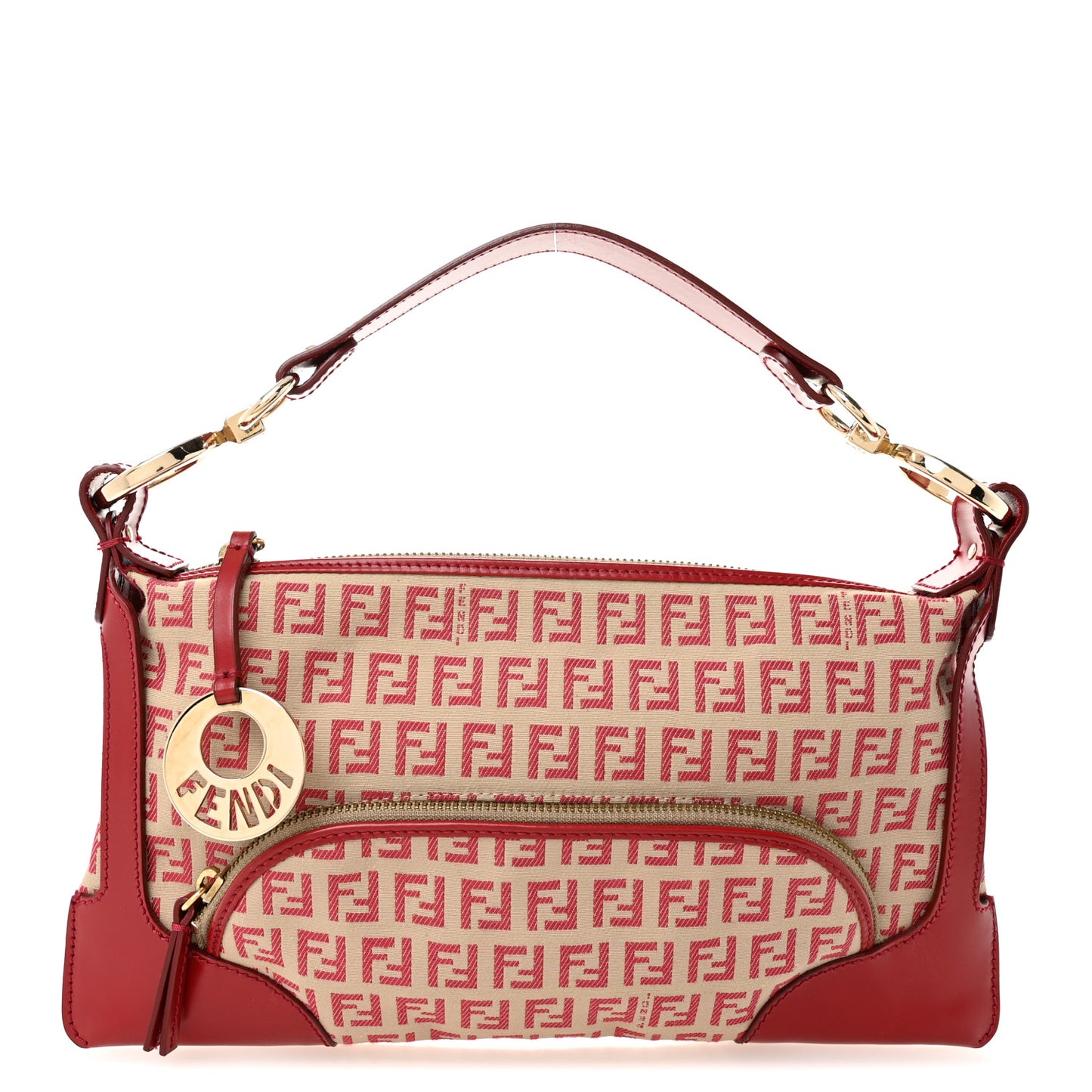 Zucchino Cuoio Small Chef Pocket Shoulder Bag Mogano Panna Rosso