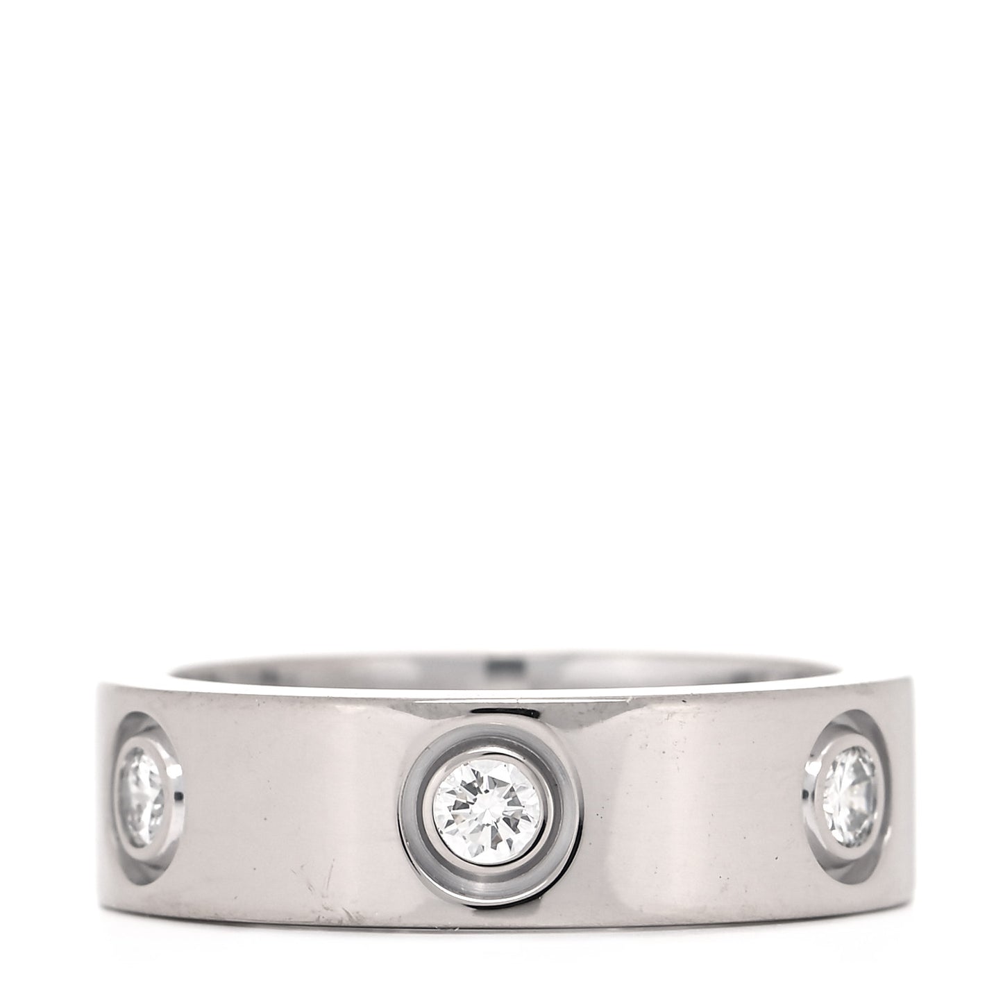 18K White Gold 6 Diamond 5.5mm LOVE Ring 50 5.25