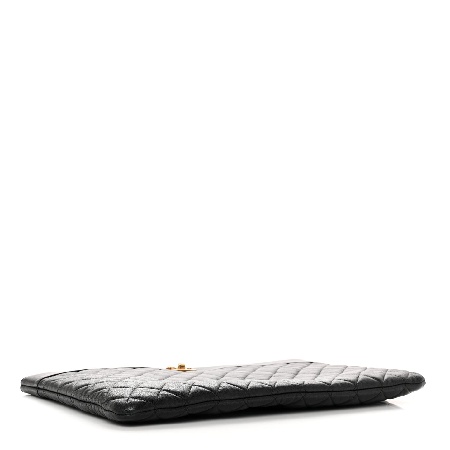 Lambskin Quilted Large Vintage Mademoiselle Cosmetic Case Black