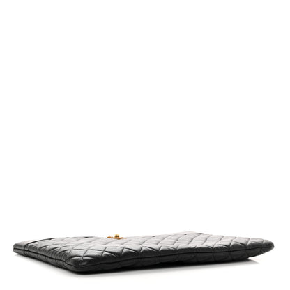 Chanel Lambskin Quilted Large Vintage Mademoiselle Cosmetic Case Black 4 of 14