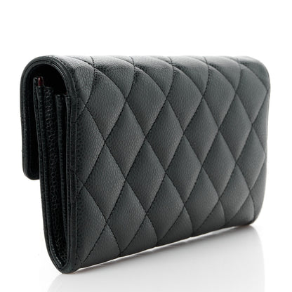 Chanel Caviar Quilted Long Flap Wallet Black 3 of 12