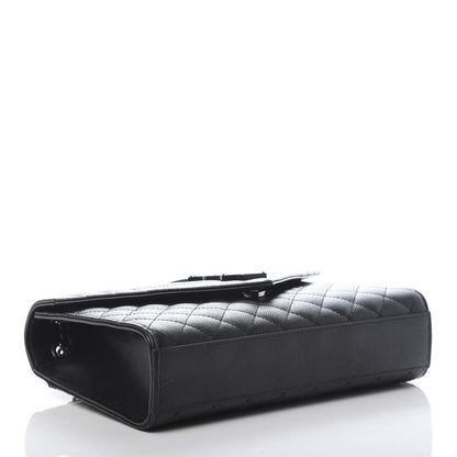 Saint Laurent Grain De Poudre Textured Mixed Matelasse Triquilt Medium Monogram Satchel Black 4 of 12