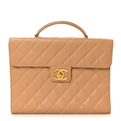 Chanel Caviar Quilted Briefcase Laptop Bag Beige 1 of 12