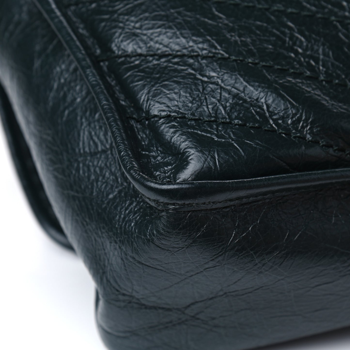 Crinkled Calfskin Matelasse Monogram Medium Niki Chain Satchel Peacock Green