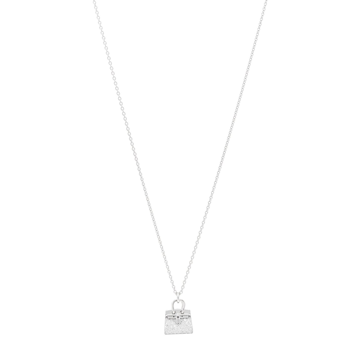 18K White Gold Diamond Birkin Amulettes Pendant Necklace