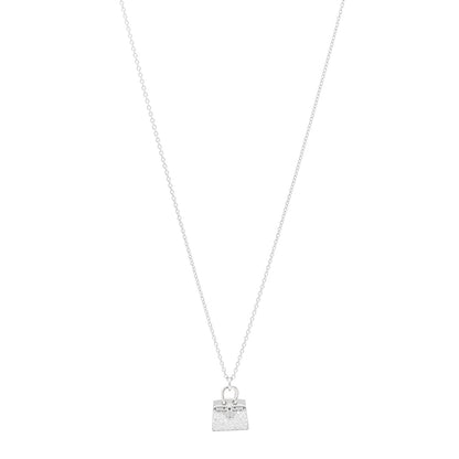 Hermes 18K White Gold Diamond Birkin Amulettes Pendant Necklace 1 of 6