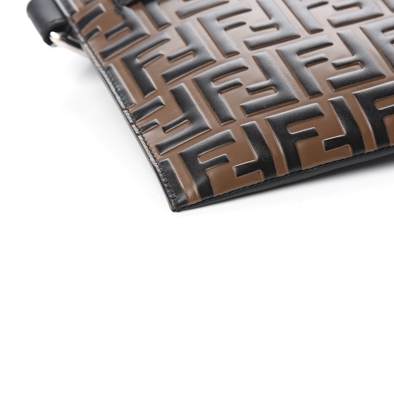 Fendi Vitello Century Bi-Color FF 1974 Embossed Messenger Maya Black 7 of 9