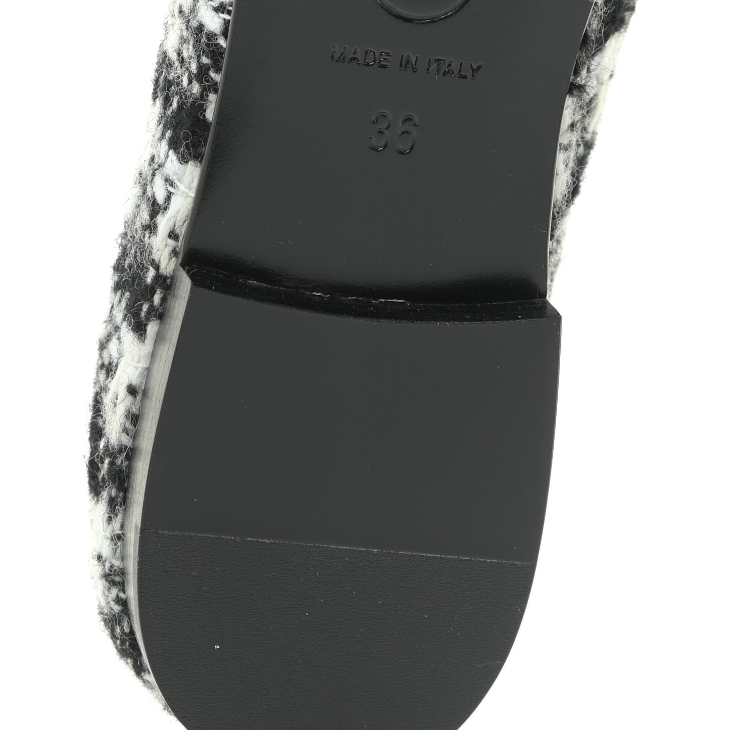 Tweed Cap Toe Ballerina Flats 36 Black White Black