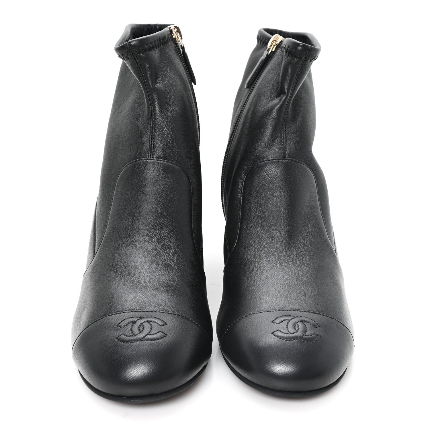 Chanel Stretch Lambskin Cap Toe CC Uniform Short Boots 41 Black 3 of 9