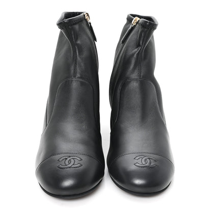 Chanel Stretch Lambskin Cap Toe CC Uniform Short Boots 41 Black 3 of 9