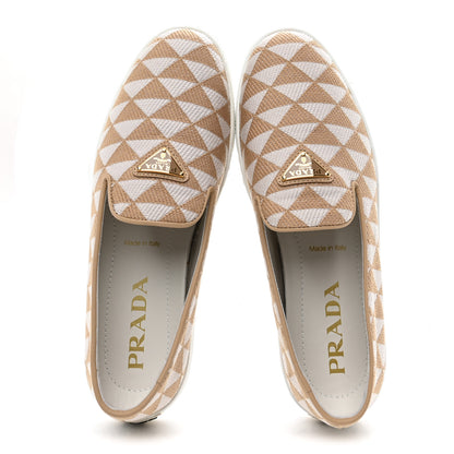 Prada Jacquard Trianglolo Symbole Embroidered Metal Triangle Logo Slip On Sneakers 38 Corda Talco 2 of 10