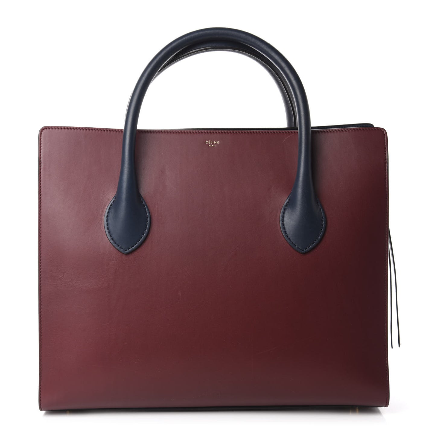 Calfskin Boxy Tote Burgundy