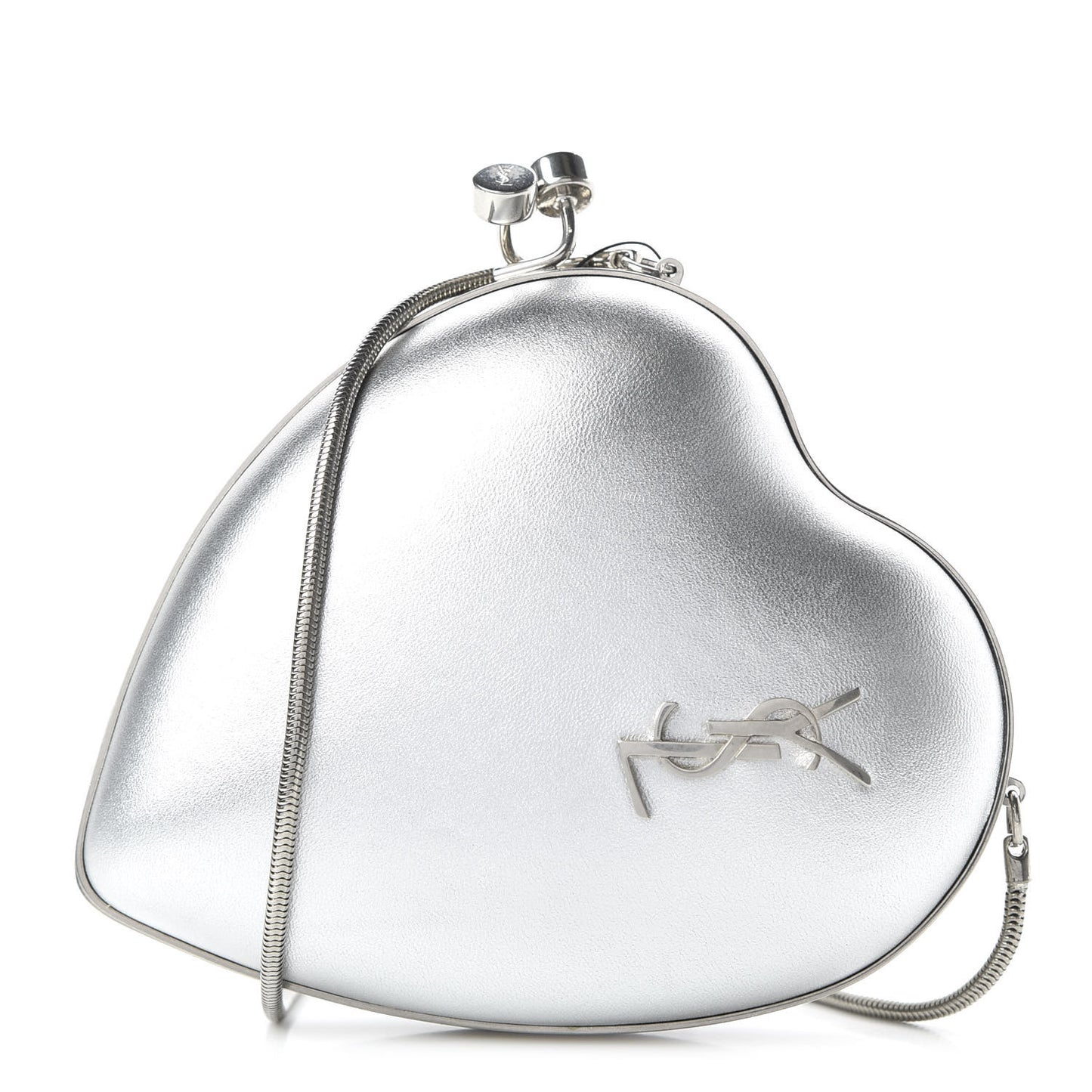 Metallic Calfskin Monogram Love Box Bag Silver