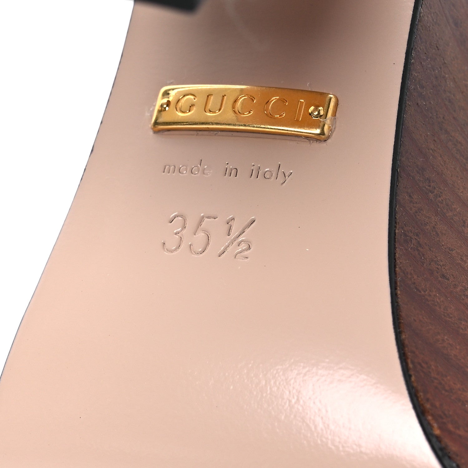 Gucci Cosmos Softy Calfskin Wooden Interlocking G Cut-Out 30/120mm Platform Sandals 35.5 Cuir 7 of 14