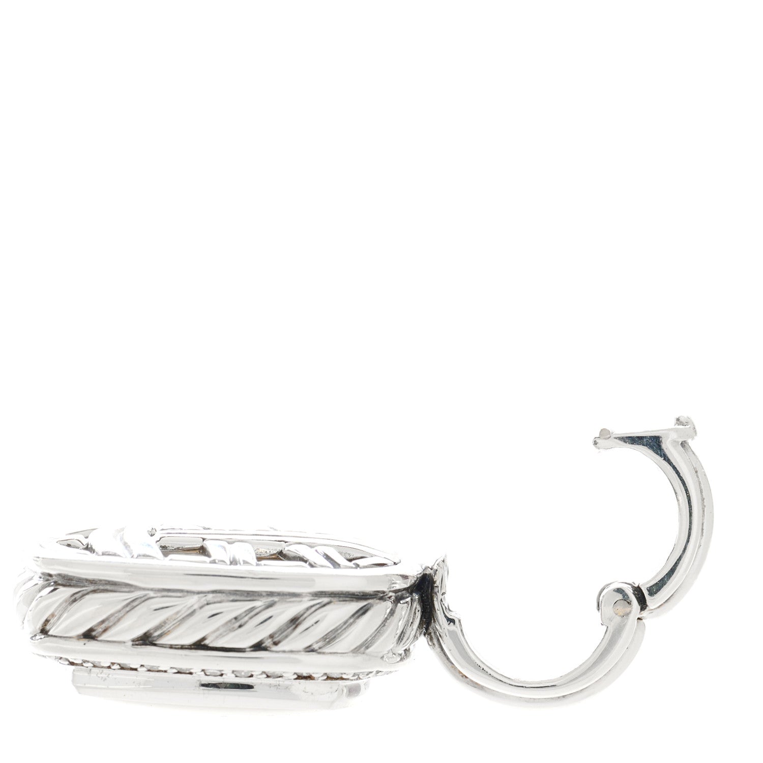 David Yurman Sterling Silver Diamond Mother of Pearl 14mm Albion Enhancer Pendant 4 of 4