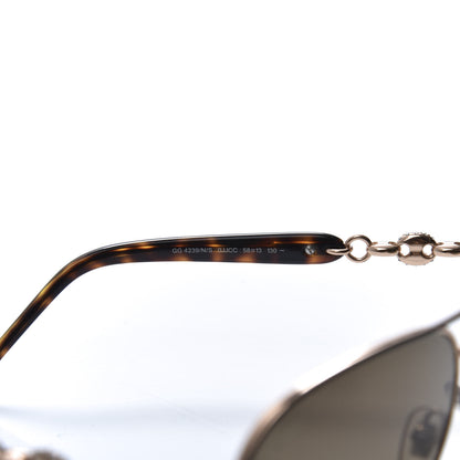 Gucci Crystal Aviator Marina Chain Sunglasses GG 4239/N/S Gold Havana 6 of 8