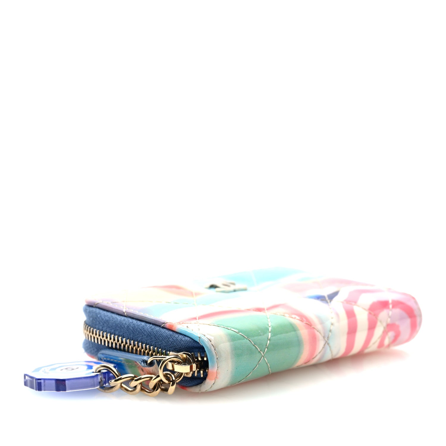 Chanel Patent Calfskin Printed Quilted Zip Coin Purse Multicolor 4 of 7