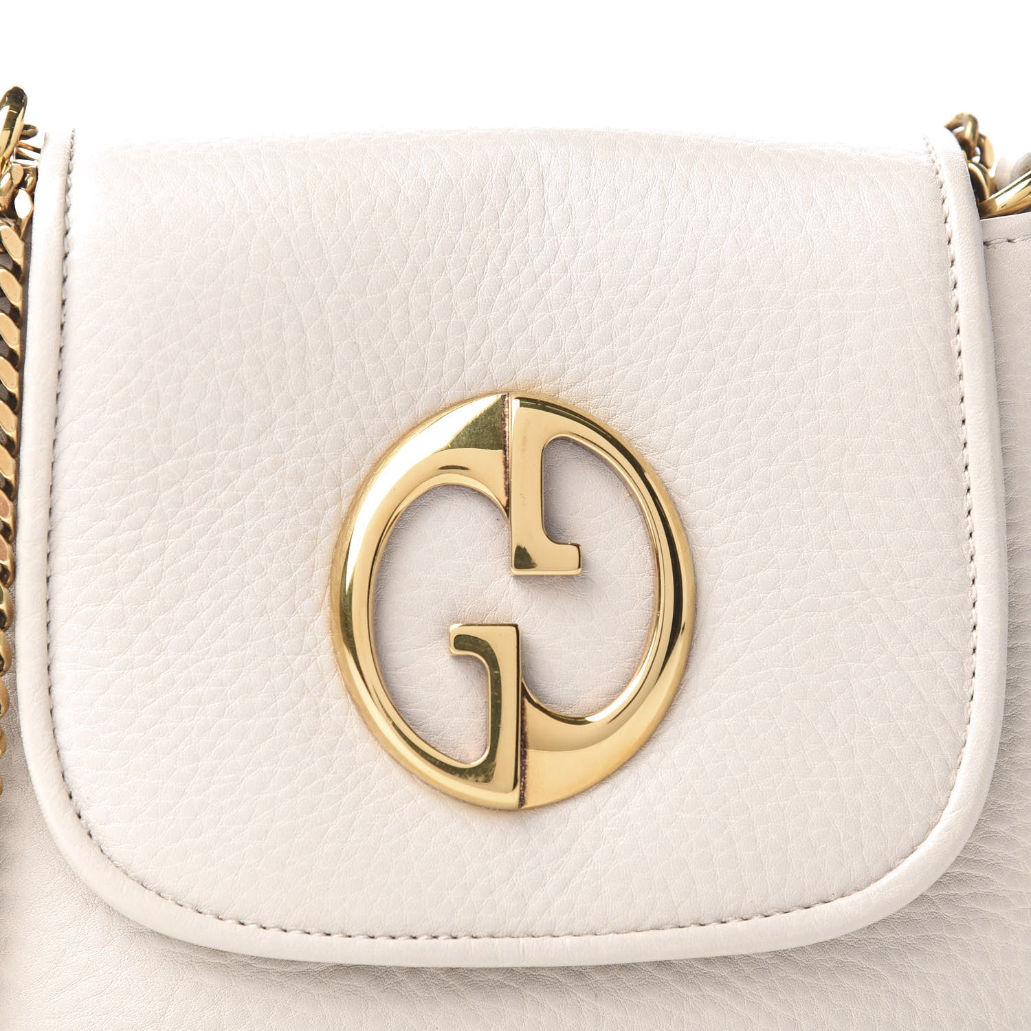 Gucci Pebbled Calfskin Small 1973 Chain Shoulder Bag Off White 9 of 10