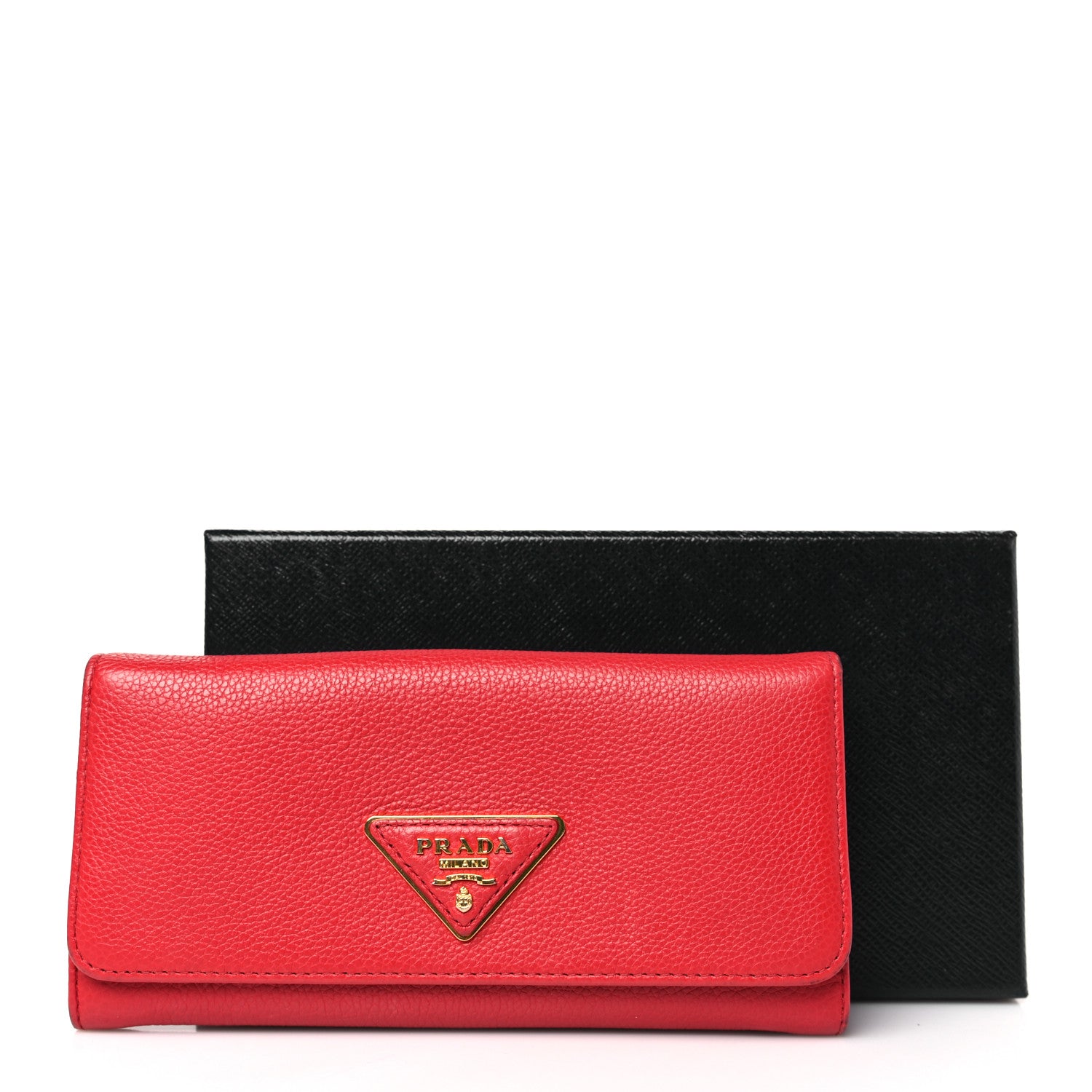 Prada Vitello Daino Continental Flap Wallet Fuoco 12 of 12